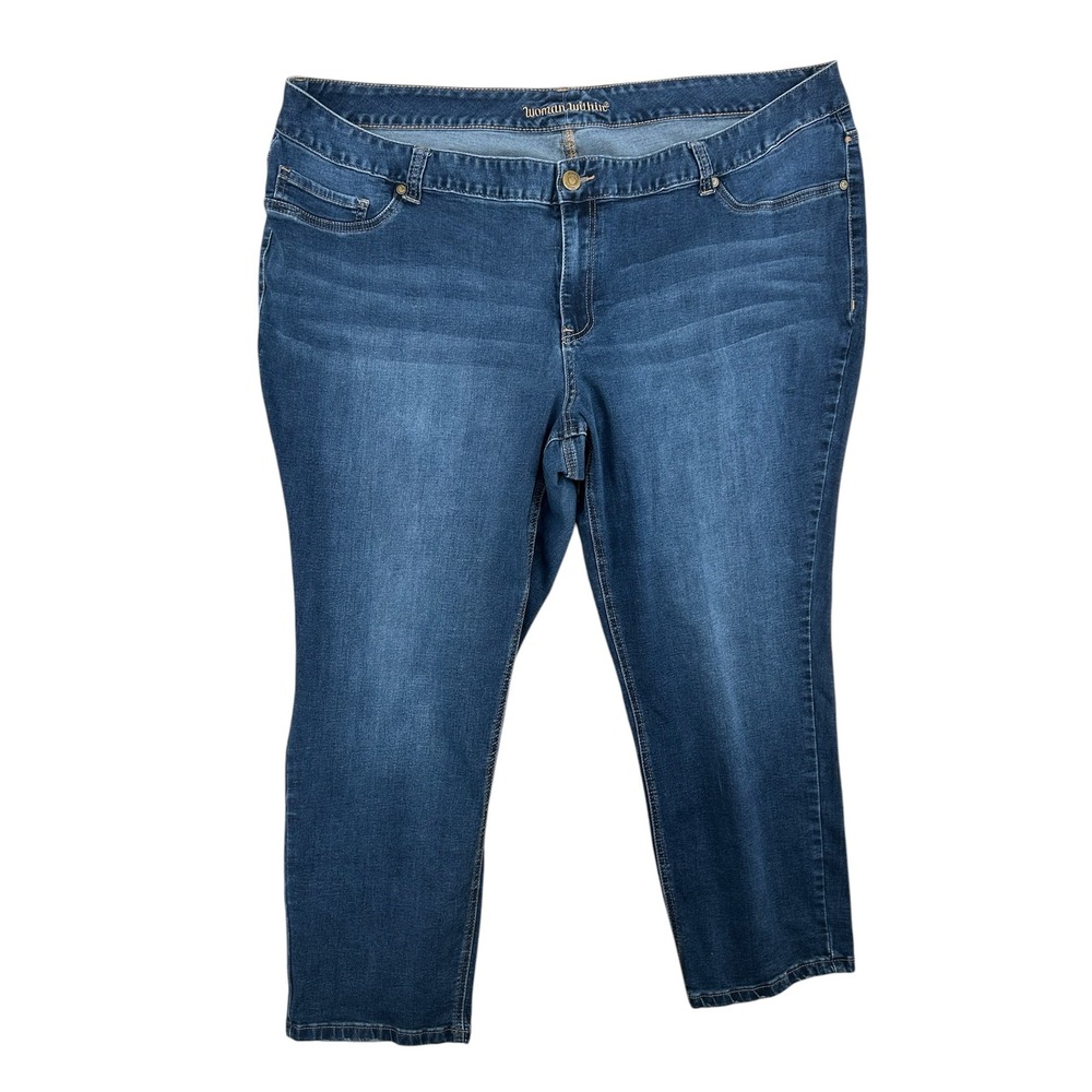 Woman Within Jeans Womens 28W Blue Denim Straight Leg Stretch‎ Plus Size